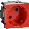 Розетка 45град с заземляющим контактом защитной шторкой и винтовым зажимом (2 модуля) красная