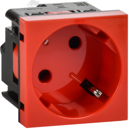 Розетка 45град с заземляющим контактом защитной шторкой и винтовым зажимом (2 модуля) красная