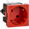 Розетка 45град с заземляющим контактом без защитной шторки и безвинтовым зажимом (2 модуля) красная