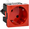Розетка 45град с заземляющим контактом защитной шторкой и безвинтовым зажимом (2 модуля) красная