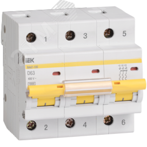 Выключатель автоматический трехполюсный 40А D ВА47-100 10кА