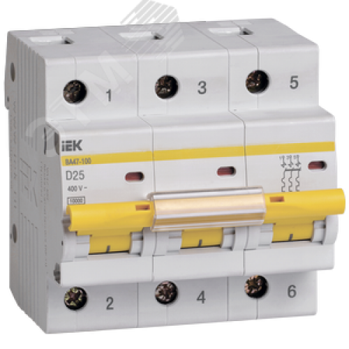 KARAT Автоматический выключатель ВА47-100 3P D 25А 10кА IEK