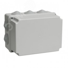 Коробка распаячная КМ41245 для открытой проводки безгалогенная (HF) 190х140х120мм IP44 10 гермовводов серая IEK