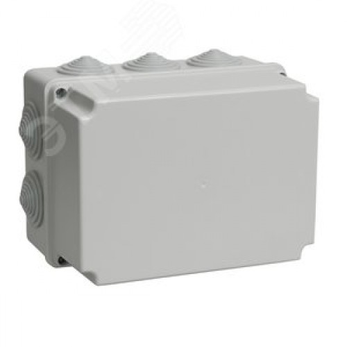 Коробка распаячная КМ41245 для открытой проводки безгалогенная (HF) 190х140х120мм IP44 10 гермовводов серая IEK