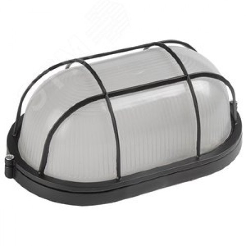 Светильник НПП1402 черный/овал с решеткой 60 Вт IP54