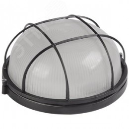 Светильник НПП1302 черный/круг с решеткой 60 Вт IP54