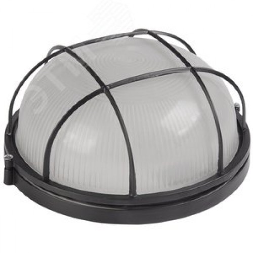 Светильник НПП1302 черный/круг с решеткой 60 Вт IP54