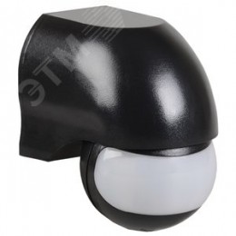 Датчик движения ДД 010 черный, максимальная нагрузка 1100 Вт, угол обзора 180 градусов, дальность 10м, IP44