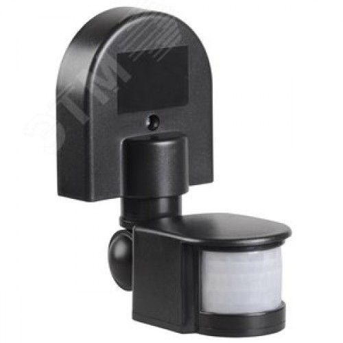 Датчик движения ДД 008 черный, максимальная нагрузка 1100 Вт, угол обзора 180 градусов, дальность 12м, IP44