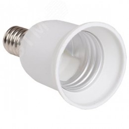 Переходник ПР14-27-К02 пластик, Е14-Е27, белый, индивидуальный пакет