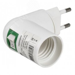 Переходник ПР7/16-27-R02 вилка 220В-патрон Е27 пластик белый