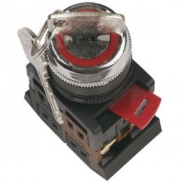 Переключатель AKS-22-2 с ключом 2 позиции I-O черный