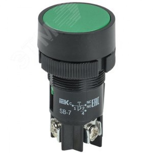 Кнопка зеленая SВ-7 Пуск 1з+1р 22мм 240В