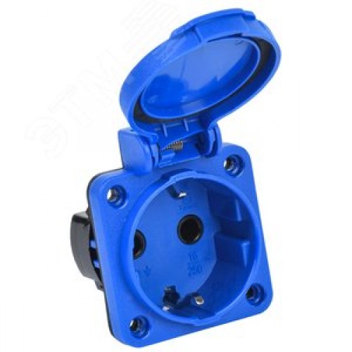 Розетка панельная РП12-3 2Р+РЕ 16А з/к с крышкой IP54 синяя MAGNUM
