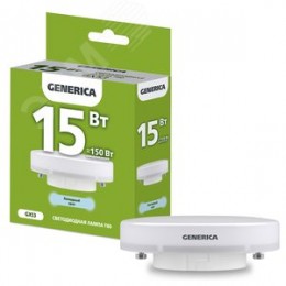 Лампа светодиодная T80 таблетка 15Вт 230В 6500К GX53 GENERICA