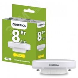 Лампа светодиодная T80 таблетка 8Вт 230В 3000К GX53 GENERICA