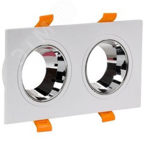 Светильник 4108 встраиваемый декоративный поворотный под лампу 2хGU10 белый/хром пластик