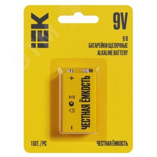 Батарейка щелочная Alkaline 6LR61 9V (1шт/блистер) IEK