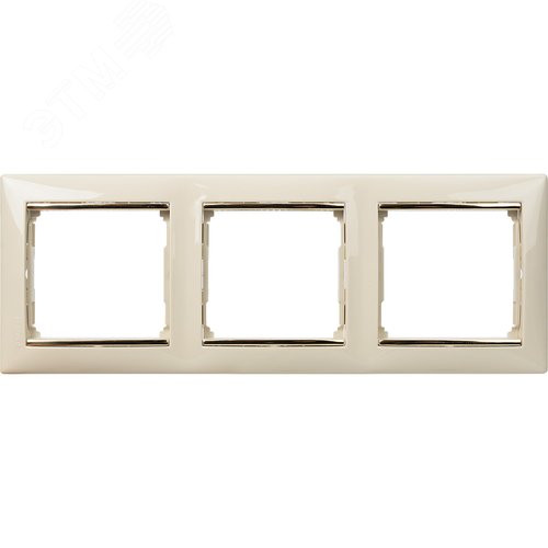 Рамка 3-местная слоновая кость (золотой штрих) VALENA
