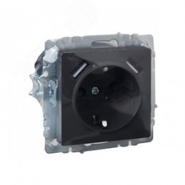 BRITE Розетка 1 пост с заземлением с защитными шторками 16А с USB A+A 5В 3,1А РЮш10-2-БрГ графит