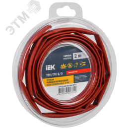 Трубка термоусадочная ТТУ нг-LS 6/3 красная (2м/упак) IEK