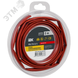 Трубка термоусадочная ТТУ нг-LS 2/1 красная (2м/упак) IEK