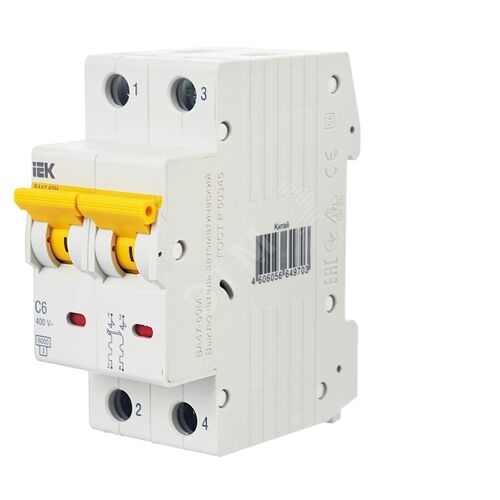 KARAT Автоматический выключатель ВА47-60M 2P C 6А 6кА IEK