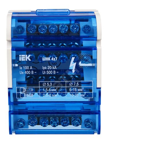 Шины на DIN-рейку в корпусе (кросс-модуль) ШНК 4х7 3L+PEN IEK