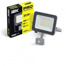 Прожектор светодиодный СДО 07-30Д с датчиком движения IP54 серый IEK