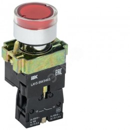 Кнопка управления LAY5-BW3461 с подсветкой красный 1NO IEK