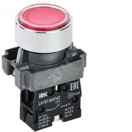 Кнопка управления LA167-BAF42 d=22мм 1NC красная IEK