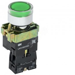 Кнопка управления LAY5-BW3361 с подсветкой зеленый 1NO IEK