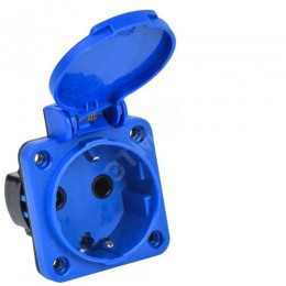 MAGNUM Розетка панельная SCHUKO РП11-3 с крышкой IP44 синий IEK