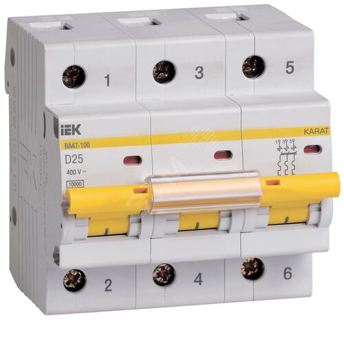 KARAT Автоматический выключатель ВА47-100 3P D 25А 10кА IEK