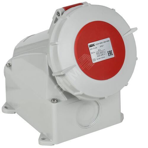 Розетка стационарная ССИ-1252 32А-6ч 380В 3P+PE+N IP67 IEK