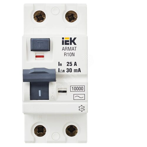 ARMAT Выключатель дифференциального тока R10N 2P 25А 30мА тип AC IEK