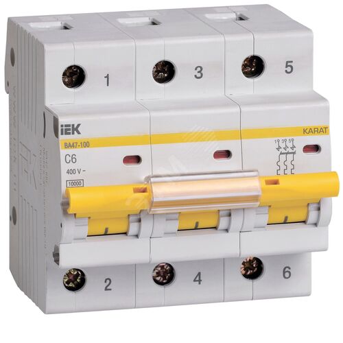KARAT Автоматический выключатель ВА47-100 3P C 6А 10кА IEK