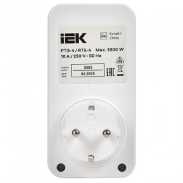 РТЭ-4 Розетка-таймер электронный с USB A+C 15мин-8ч 16А IP20 белый IEK