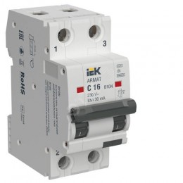 ARMAT Автоматический выключатель дифференциального тока B10N 2P C16 30мА тип A IEK