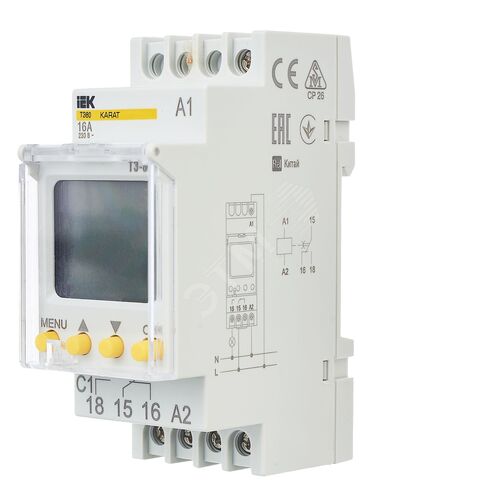 Таймер ТЭ80 цифровой 16А 230В на DIN-рейку KARAT IEK