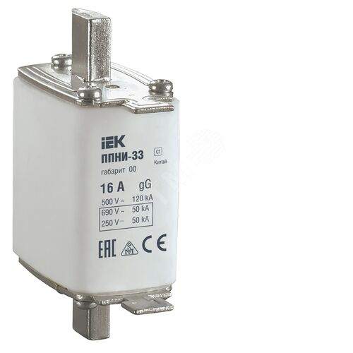 Плавкая вставка предохранителя ППНИ-33 габарит 00 16А IEK