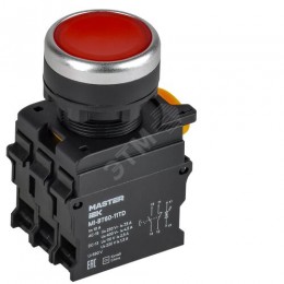 Кнопка с подсветкой и фиксацией d=22мм 1NO+1NC красная MASTER IEK