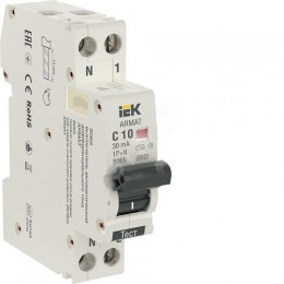 ARMAT Автоматический выключатель дифференциального тока B06S 1P+NP C10 30мА тип AC (18мм) IEK