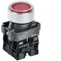Кнопка управления LA167-BAF45 d=22мм 1NO+1NC красная IEK
