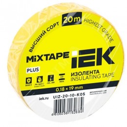 MIXTAPE PLUS Изолента 0,18х19мм желтая 20м IEK