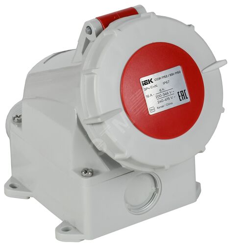 Розетка стационарная ССИ-1152 16А-6ч 380В 3P+PE+N IP67 IEK