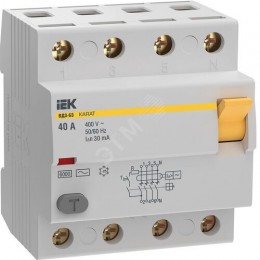 Выключатель дифференциальный (УЗО) KARAT ВД3-63 4P 40А 30мА 6кА тип AC IEK