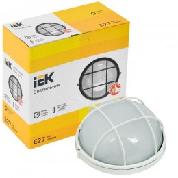 Светильник НПП1102 круг с решеткой 100Вт IP54 белый IEK