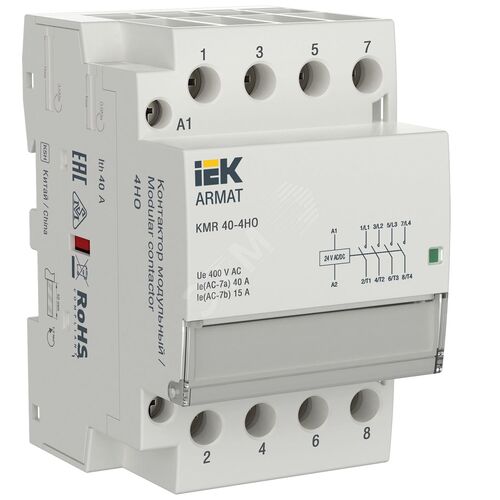ARMAT Контактор модульный KMR 40А 24В AC/DC 4НО IEK