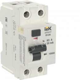 ARMAT Выключатель дифференциального тока R10N 2P 63А 30мА тип AC IEK